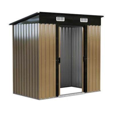 GS-4X6-GYBR Livsip Garden Shed 1.94x1.21M Outdoor Storage Tool Workshop Cabin Steel House