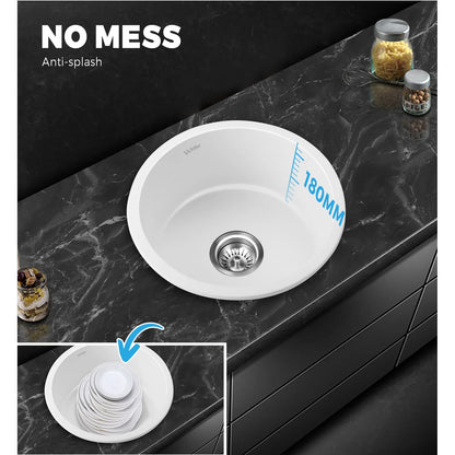 GSK-430R-WH Kitchen Granite Sink Stone Bathroom Basin Sink Single Bowl Under/Top Mount