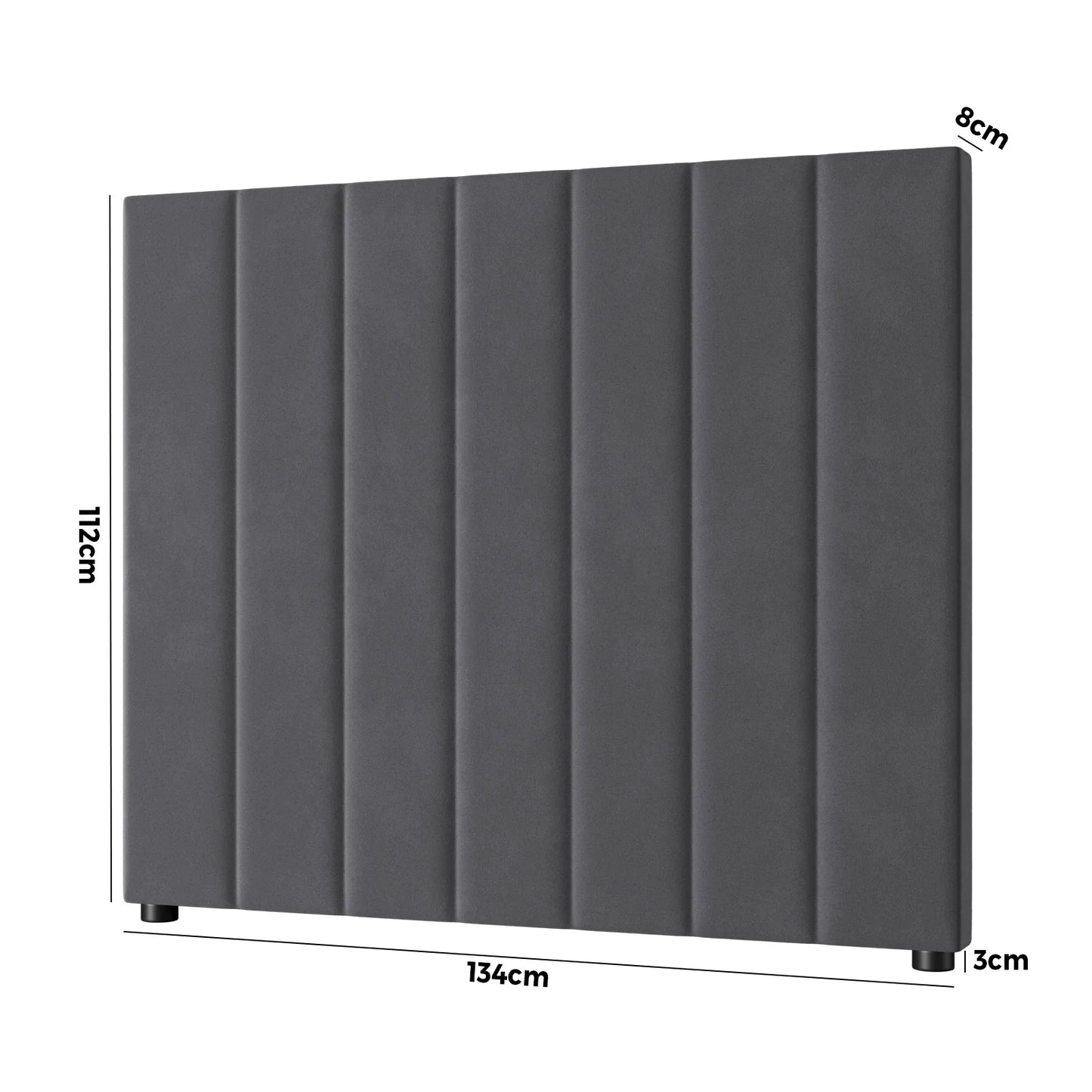 HB-EDDI-VV-GY Oikiture Bed Frame Headboard King Single Size Head Bedhead Grey Velvet
