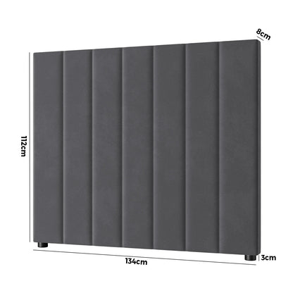 HB-EDDI-VV-GY Oikiture Bed Frame Headboard King Single Size Head Bedhead Grey Velvet