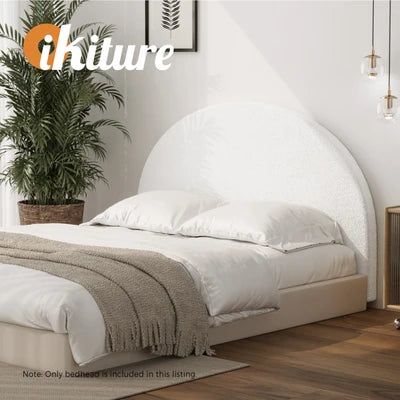 HB-MUNA-K-SP-WH Oikiture Bed Head King Size Headboard Bedhead Boucle White