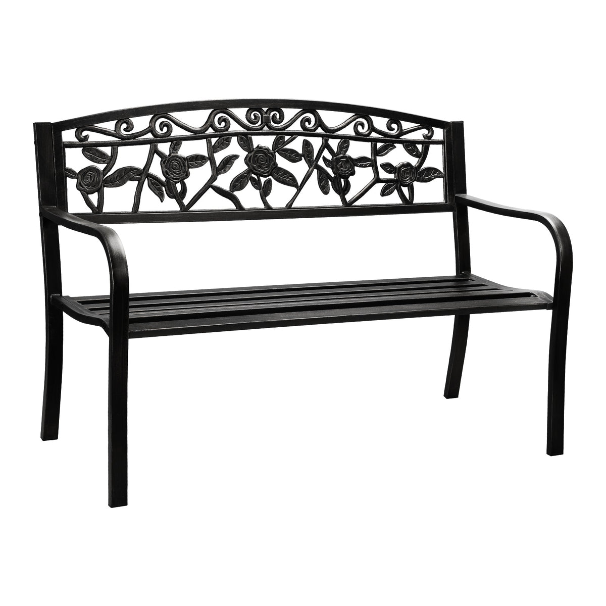 OD-GB-ROSE-BK Livsip Garden Bench Park Lounge Patio Chair Backyard 3 Seater Outdoor Furniture