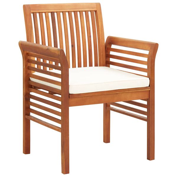 45964 vidaXL Garden Dining Chair with Cushion Solid Acacia Wood Cream