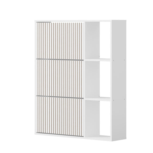 SS-VJ-TICK-3R3S-WH-AB Oikiture Shoe Rack Storage Cabinet with Display Shelves Organiser White