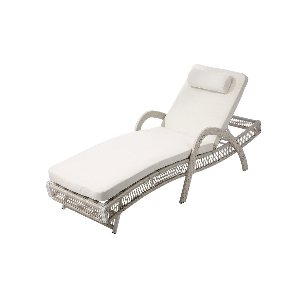 SL-FURA-BE Livsip Sun Lounge Wicker Lounger Day Bed Outdoor Patio Furniture Beige