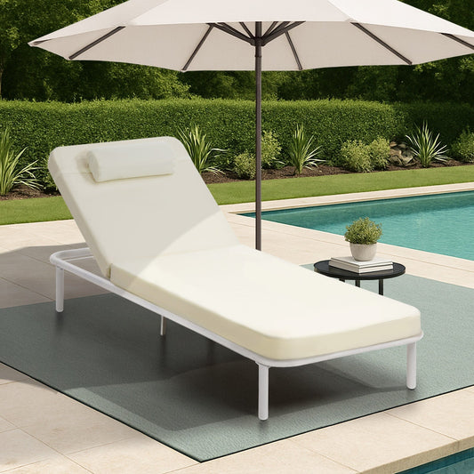 SL-VERI-BE Livsip Sun Lounge Outdoor Lounger Sofa Day Bed Patio Furniture Setting Beige