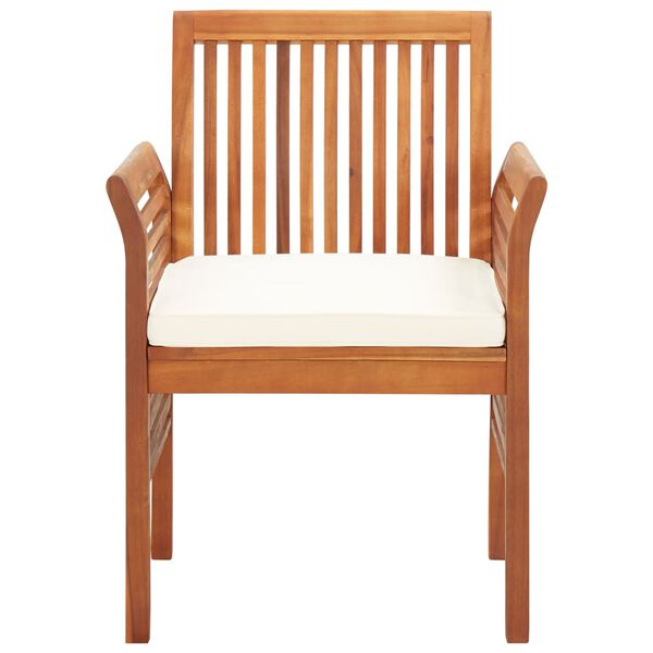 45964 vidaXL Garden Dining Chair with Cushion Solid Acacia Wood Cream