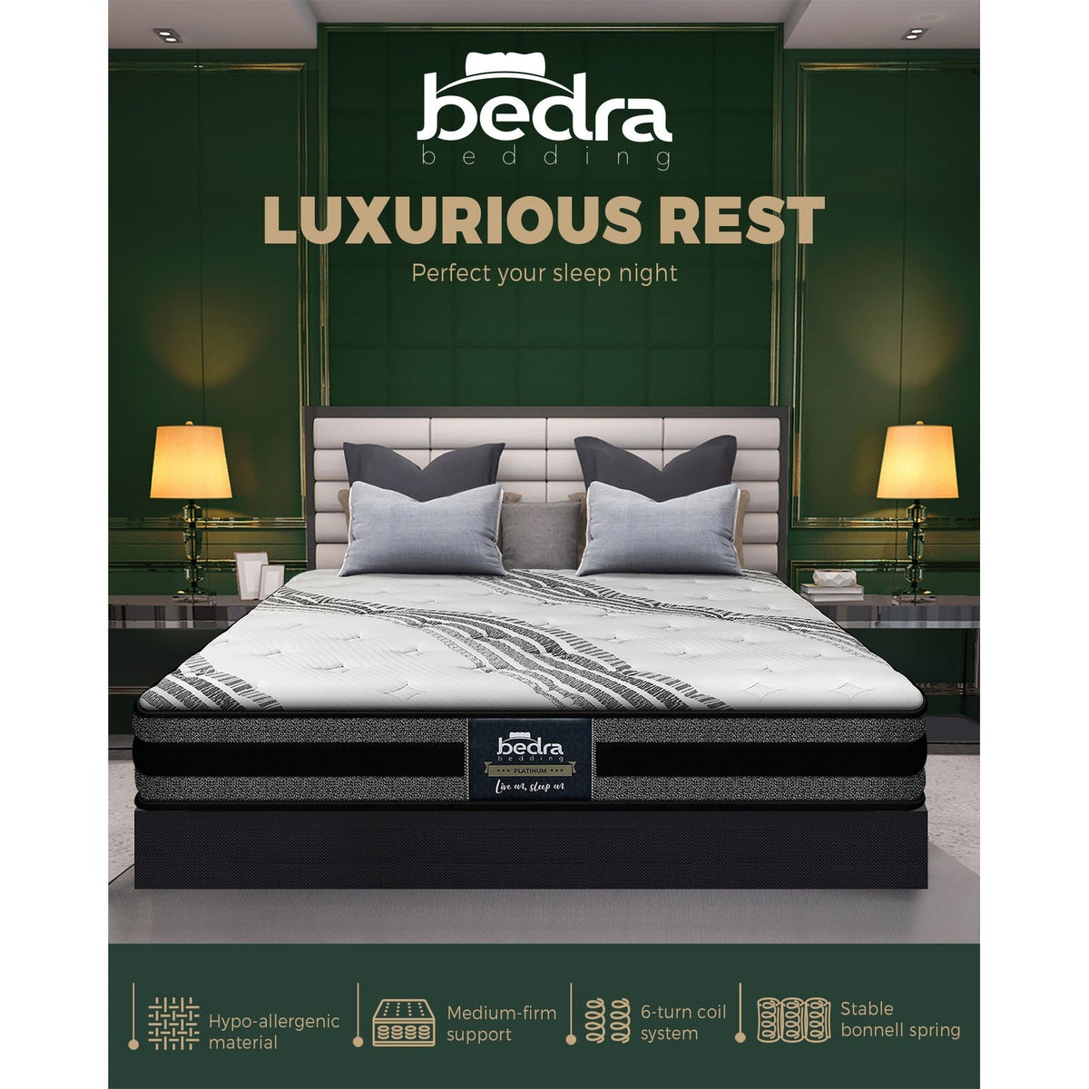 MAT-A5-LUMI-Q Bedra Queen Mattress Breathable Luxury Bed Bonnell Spring Foam Medium 18cm