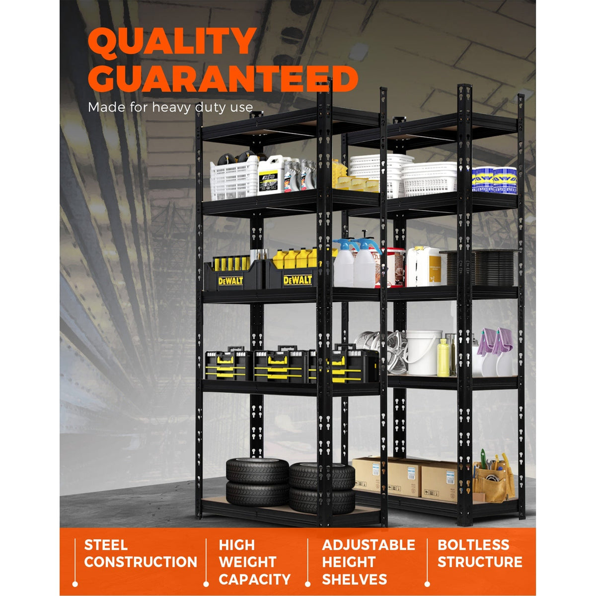 WR-A2-S2-BK Sharptoo Warehouse Shelving Garage Shelves Storage Rack Pallet Racking 1.8*0.9m