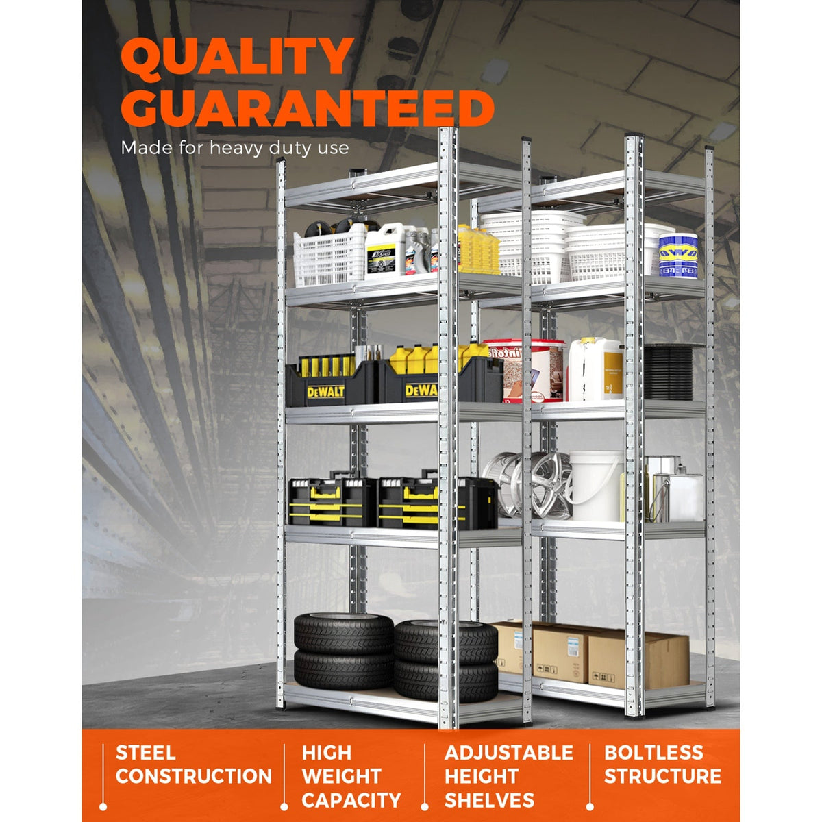 WR-A1-S1-SI-2PC Sharptoo Warehouse Shelving Garage Shelves Storage Rack Steel Pallet Shelf1.5mx2