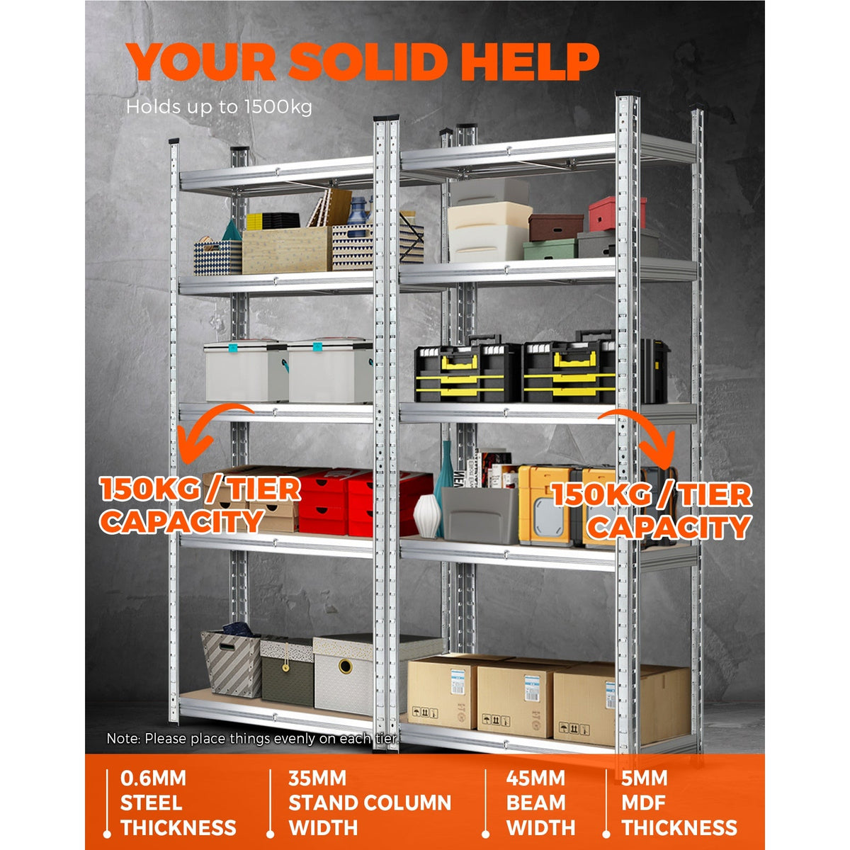 WR-A1-S1-SI-2PC Sharptoo Warehouse Shelving Garage Shelves Storage Rack Steel Pallet Shelf1.5mx2