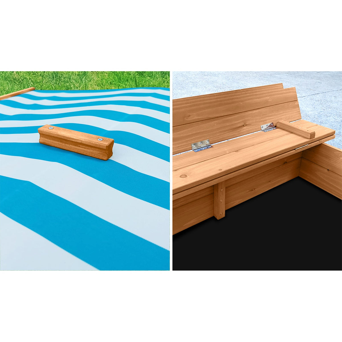 SPIT-CANOPY-CV-WHBL Mazam Kids Sandpit Outdoor Toys Wooden Sandbox Beach Play Box Children Canopy