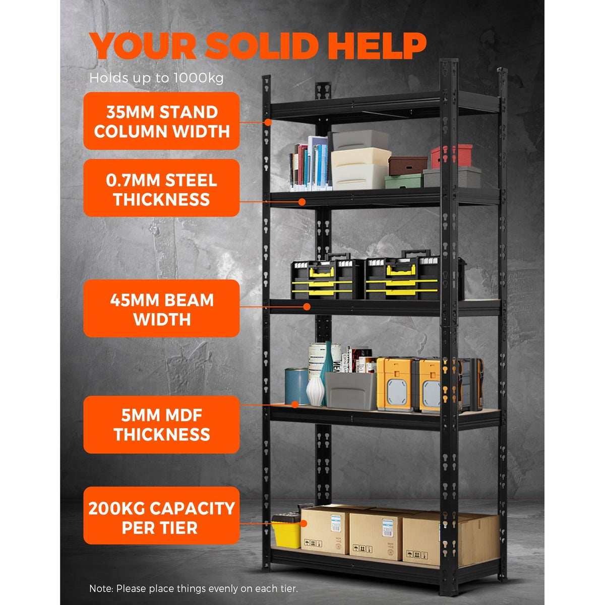 WR-A2-S2-BK Sharptoo Warehouse Shelving Garage Shelves Storage Rack Pallet Racking 1.8*0.9m