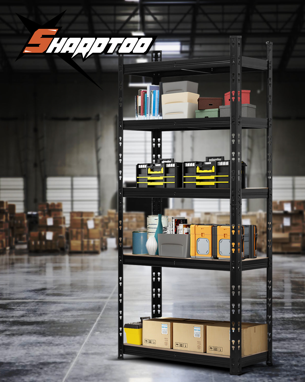WR-A2-S2-BK Sharptoo Warehouse Shelving Garage Shelves Storage Rack Pallet Racking 1.8*0.9m