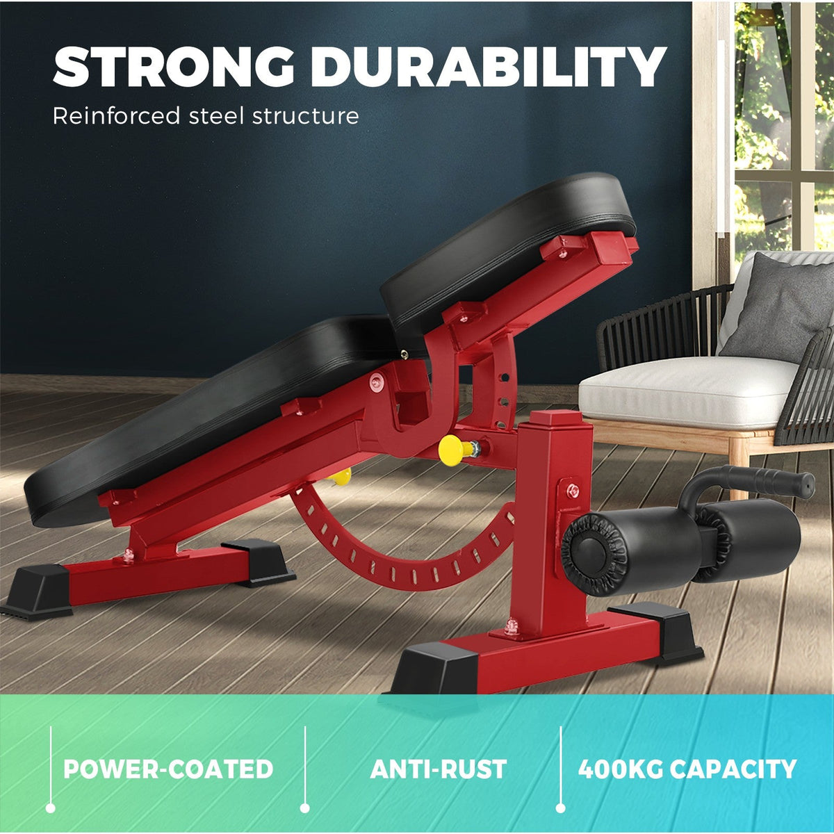 WB-FID-A51-BK Finex Weight Bench Press Adjustable FID Bench Press Flat Incline Decline Bench