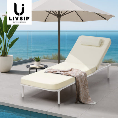 SL-VERI-BE Livsip Sun Lounge Outdoor Lounger Sofa Day Bed Patio Furniture Setting Beige