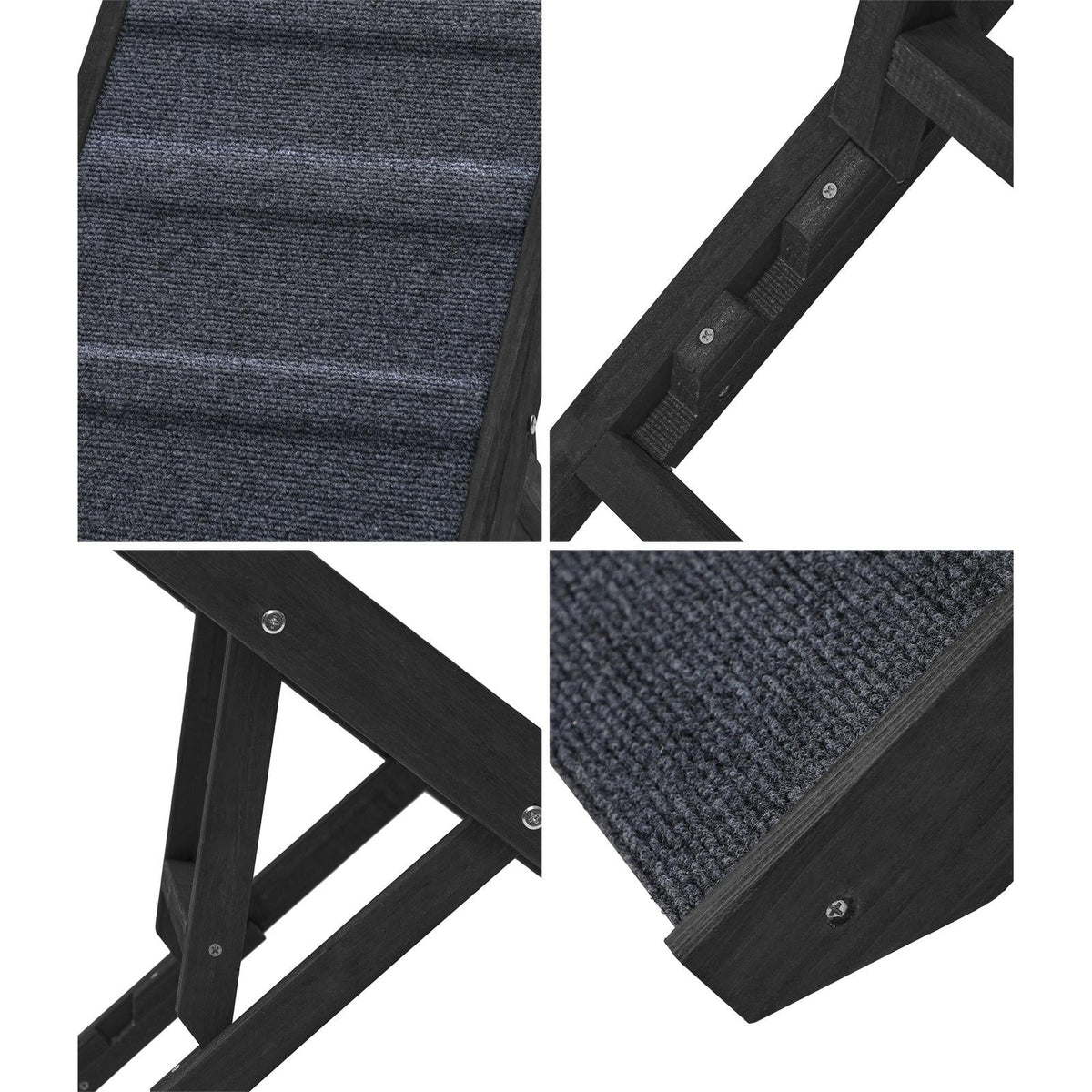 PET-RAMP-90-BK Alopet Dog Pet Ramp Adjustable Height Dogs Stairs Bed Sofa Car Foldable 90cm