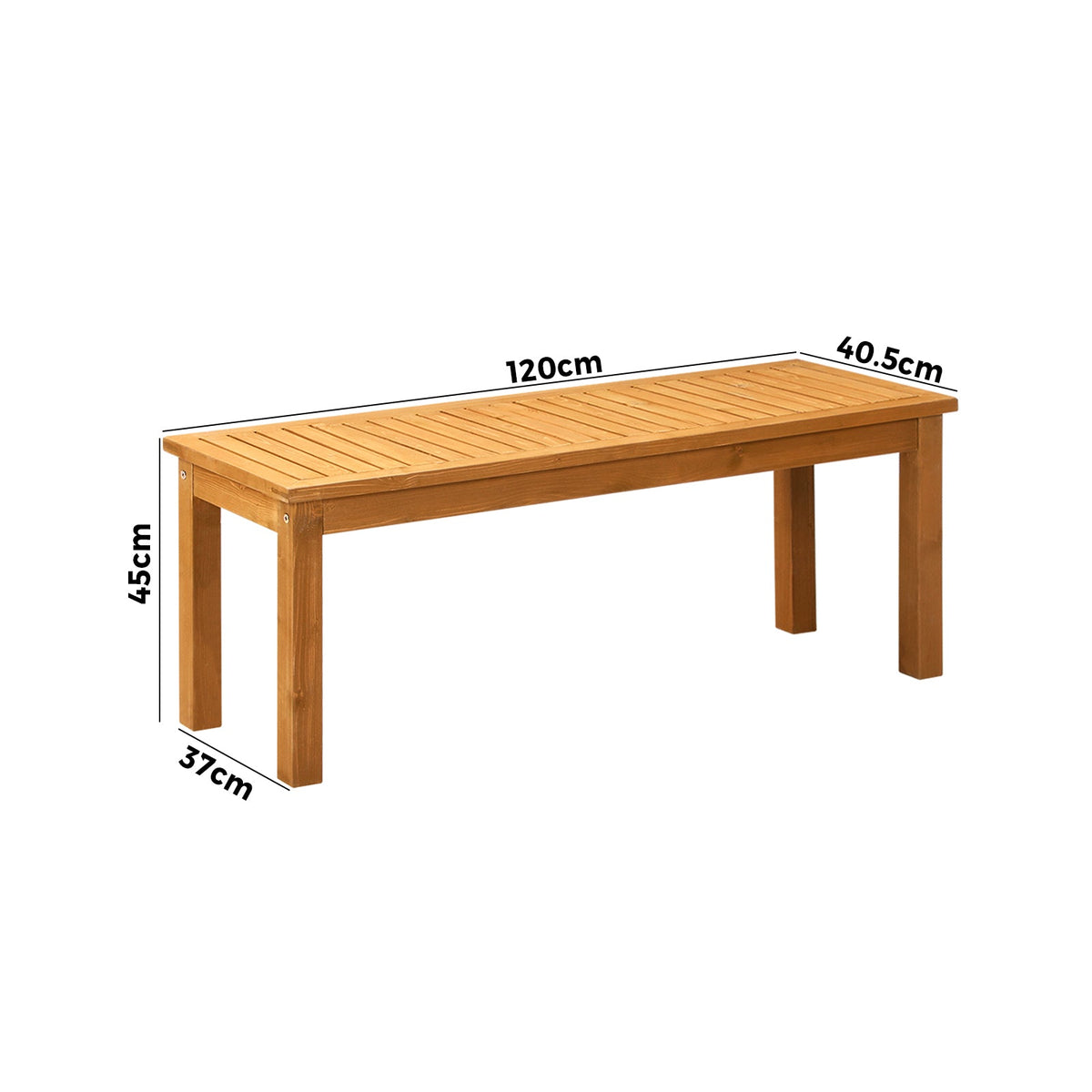 OD-GB-WD-120-WD Livsip 120cm Garden Bench Outdoor Slatted Seat Wood Patio Dining Chair 2 Seater