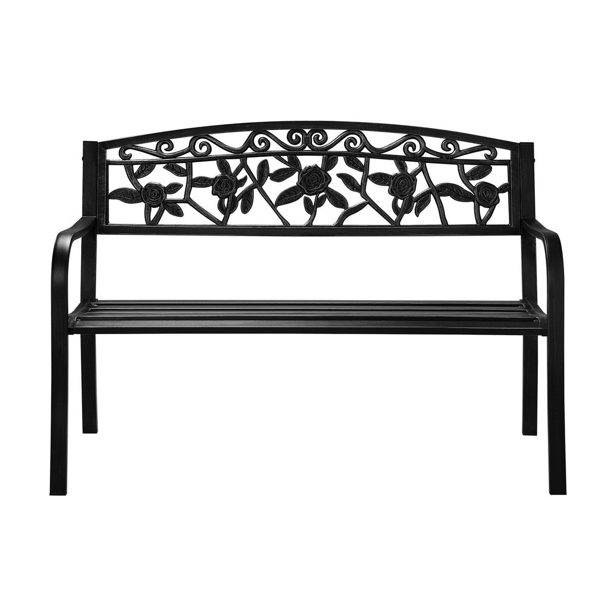 OD-GB-ROSE-BK Livsip Garden Bench Park Lounge Patio Chair Backyard 3 Seater Outdoor Furniture