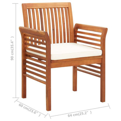 45964 vidaXL Garden Dining Chair with Cushion Solid Acacia Wood Cream