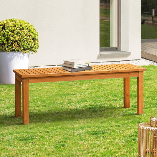 OD-GB-WD-120-WD Livsip 120cm Garden Bench Outdoor Slatted Seat Wood Patio Dining Chair 2 Seater