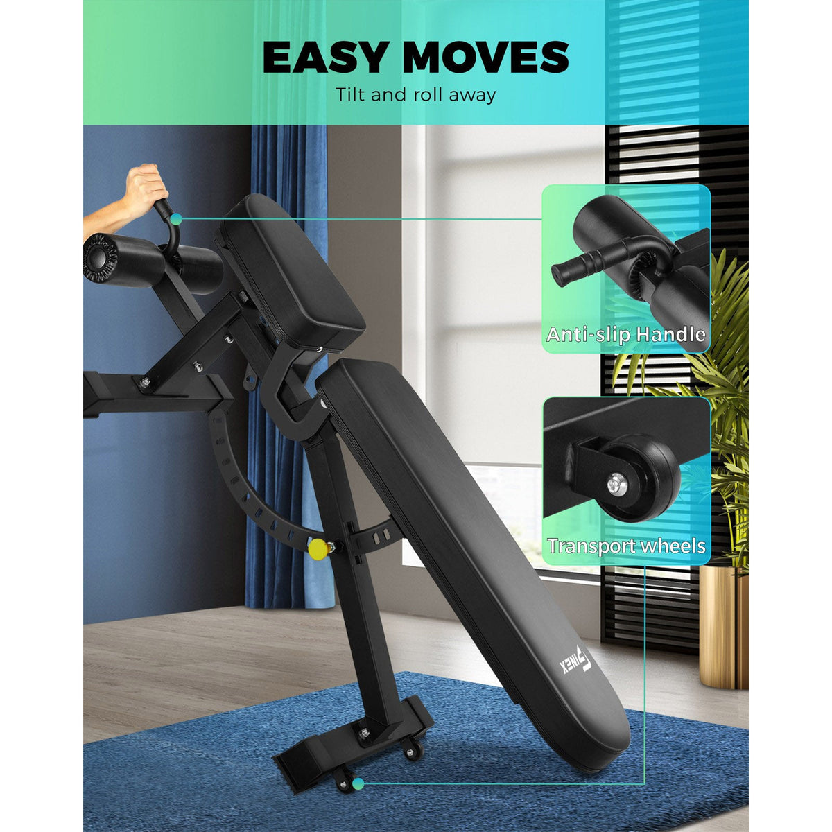 WB-FID-A51-BK Finex Weight Bench Press Adjustable FID Bench Press Flat Incline Decline Bench