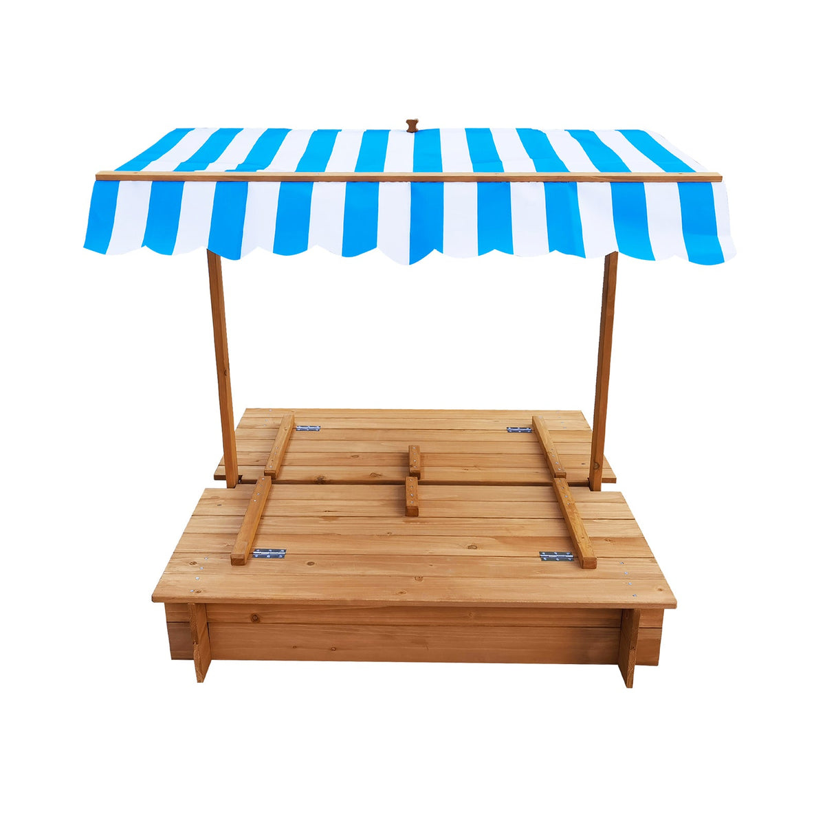 SPIT-CANOPY-CV-WHBL Mazam Kids Sandpit Outdoor Toys Wooden Sandbox Beach Play Box Children Canopy