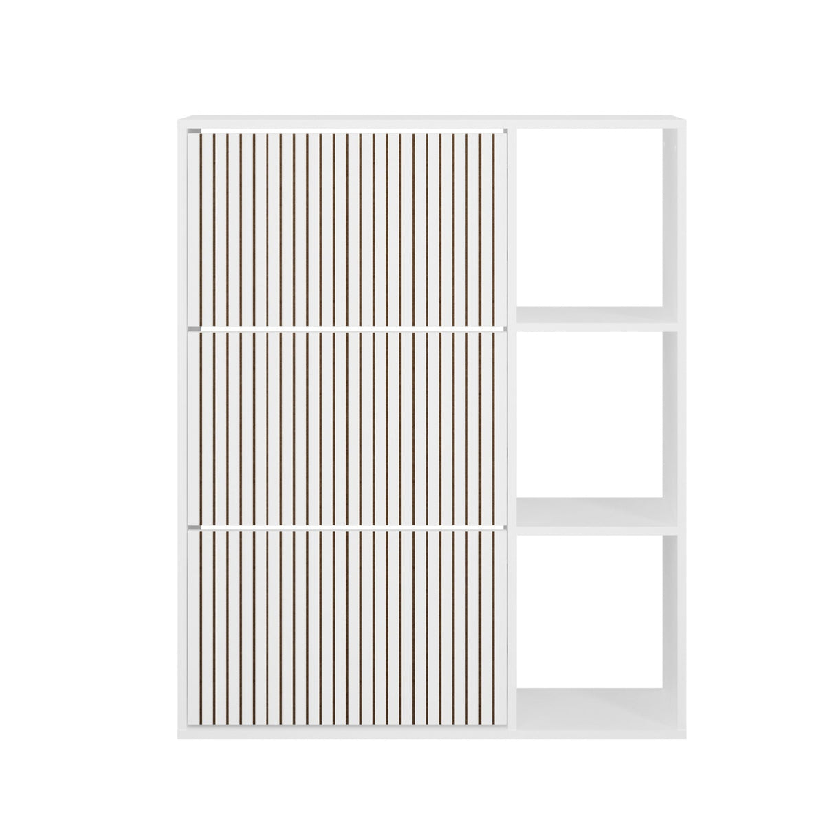 SS-VJ-TICK-3R3S-WH-AB Oikiture Shoe Rack Storage Cabinet with Display Shelves Organiser White