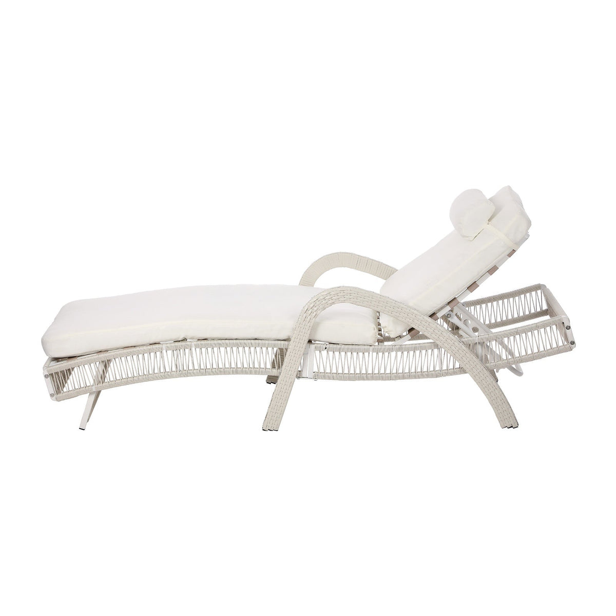 SL-FURA-BE Livsip Sun Lounge Wicker Lounger Day Bed Outdoor Patio Furniture Beige