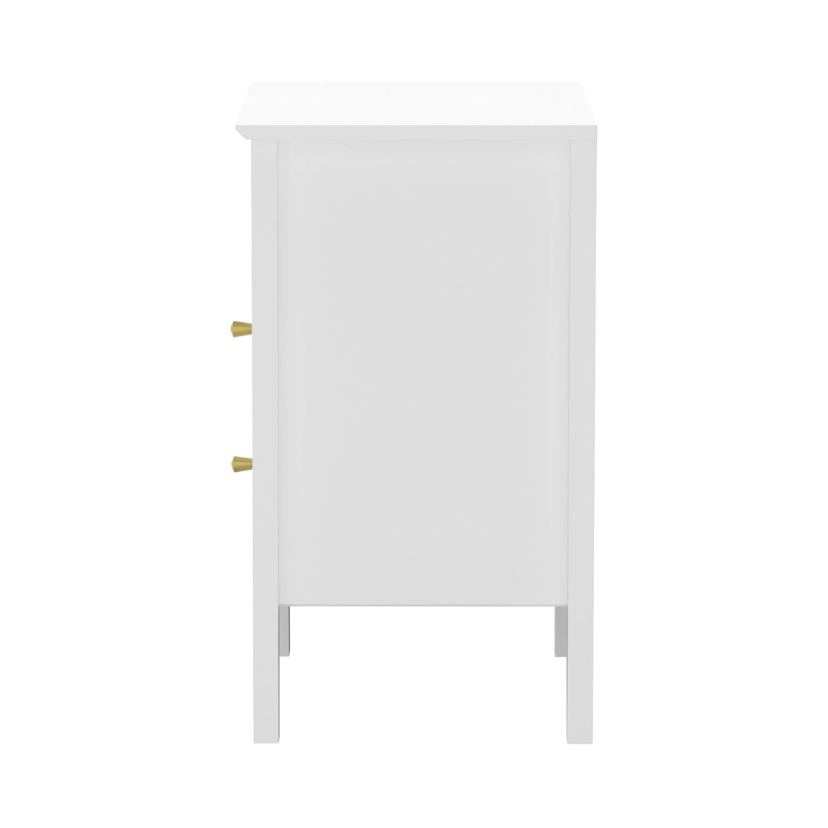 BT-PRIN-SELF2-WH Oikiture Bedside Table Nightstand 2 Drawer with Shelf Storage Cabinet White