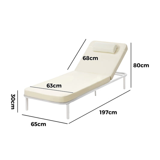 SL-VERI-BE Livsip Sun Lounge Outdoor Lounger Sofa Day Bed Patio Furniture Setting Beige