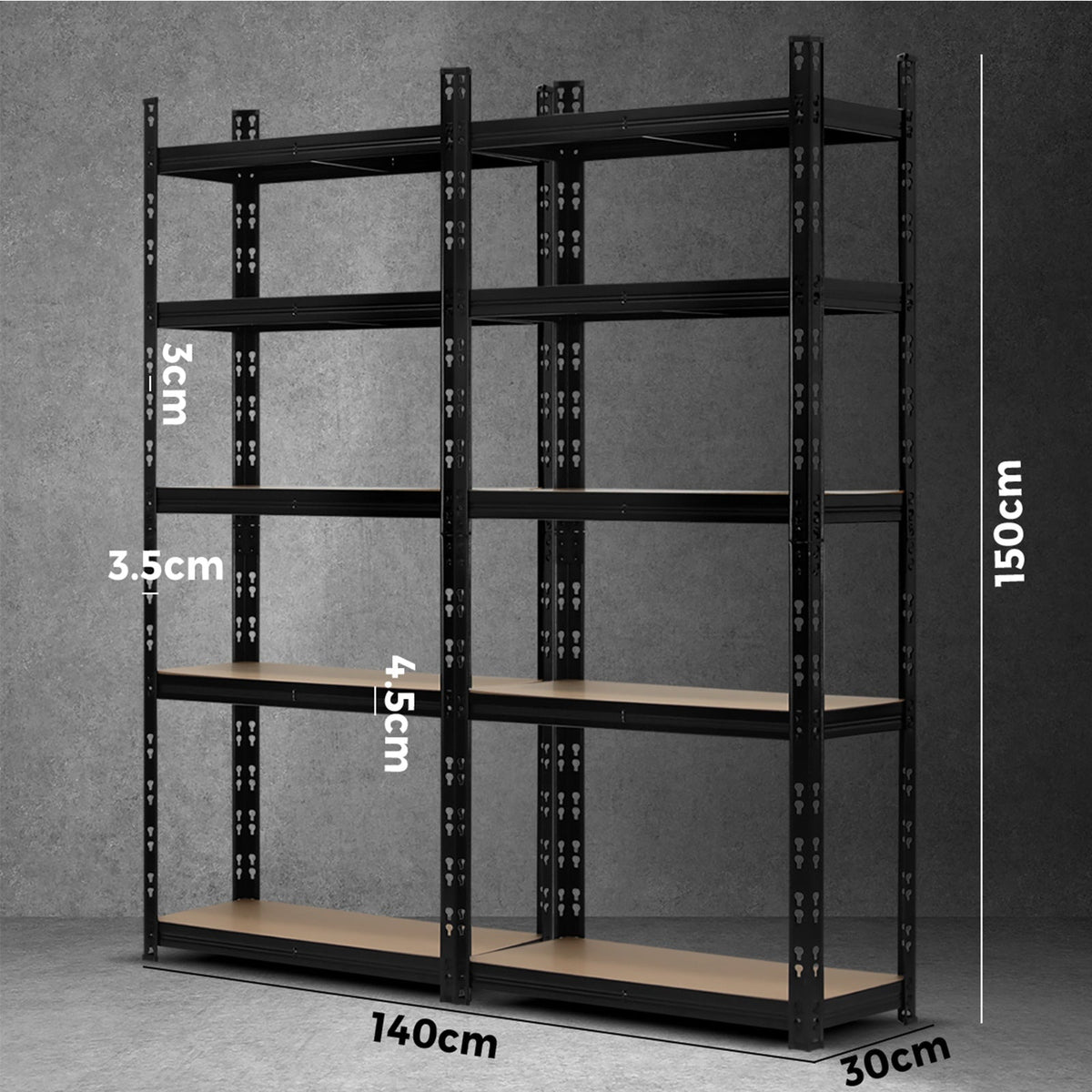 WR-A2-S1-BK-2PC Sharptoo Warehouse Shelving Garage Shelves Storage Steel Rack Pallet Shelf1.5mx2