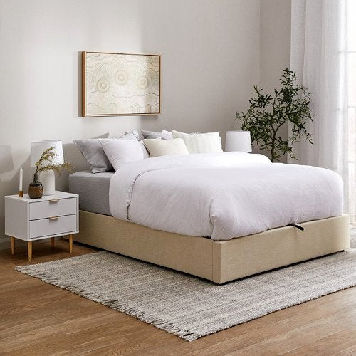 BF-B-TOTI-Q-BG-ABOkiture Queen Size Gas Lift Bed Frame Beige Color