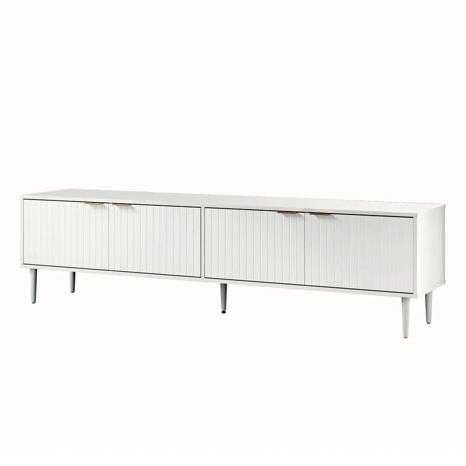 EU-PUTI-180-WH-AB Oikiture TV Cabinet Entertainment Unit Stand 180cm Storage Shelf Four Door White