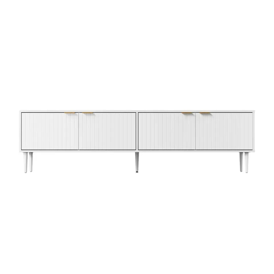 EU-PUTI-180-WH-AB Oikiture TV Cabinet Entertainment Unit Stand 180cm Storage Shelf Four Door White