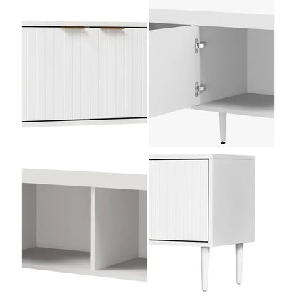 EU-PUTI-180-WH-AB Oikiture TV Cabinet Entertainment Unit Stand 180cm Storage Shelf Four Door White