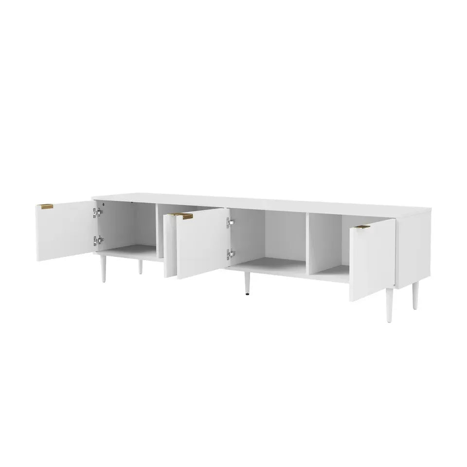 EU-PUTI-180-WH-AB Oikiture TV Cabinet Entertainment Unit Stand 180cm Storage Shelf Four Door White