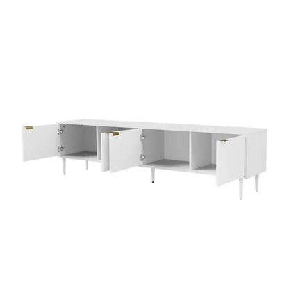 EU-PUTI-180-WH-AB Oikiture TV Cabinet Entertainment Unit Stand 180cm Storage Shelf Four Door White