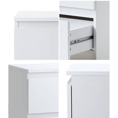 BT-PURI-2D-WH Oikiture Bedside Table Nightstand 2 Drawers Side End Table Storage Cabinet White