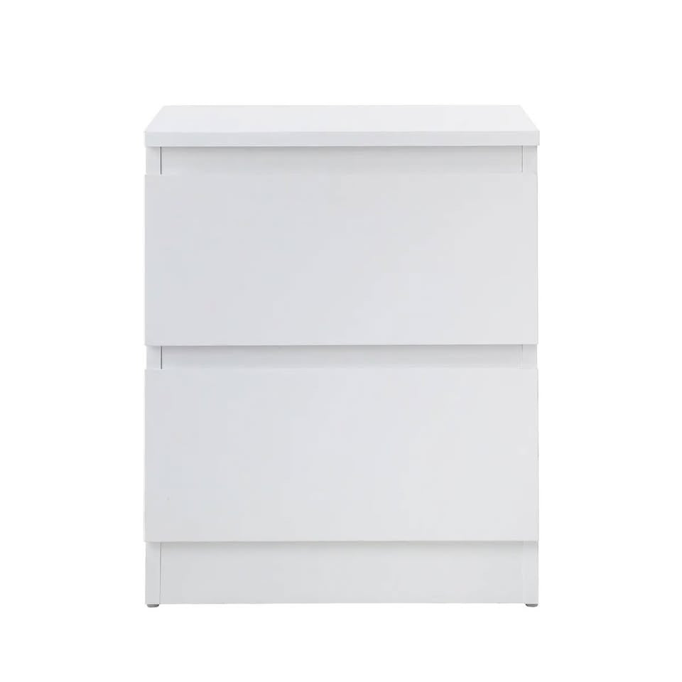 BT-PURI-2D-WH Oikiture Bedside Table Nightstand 2 Drawers Side End Table Storage Cabinet White
