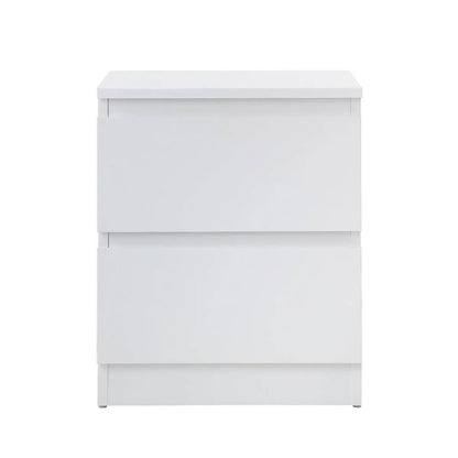 BT-PURI-2D-WH Oikiture Bedside Table Nightstand 2 Drawers Side End Table Storage Cabinet White