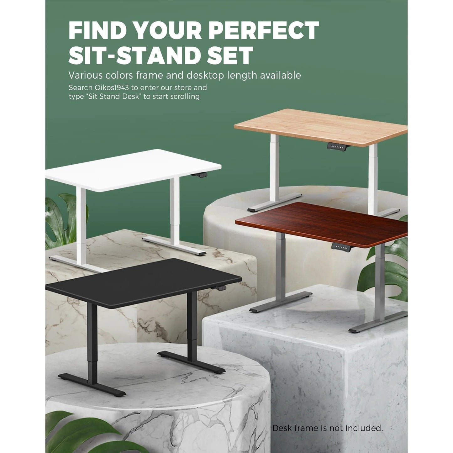 DB-A3-OAK Oikiture Standing Desk Table Top Only For Office Computer Desk Oak 140cm