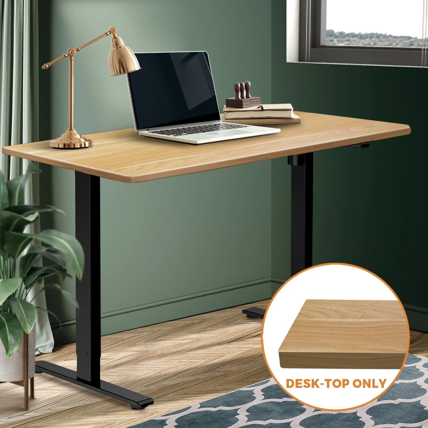 DB-A3-OAK Oikiture Standing Desk Table Top Only For Office Computer Desk Oak 140cm