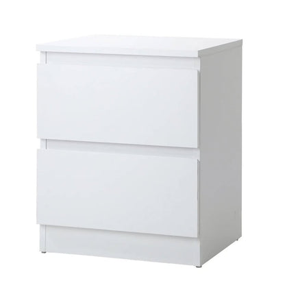 BT-PURI-2D-WH Oikiture Bedside Table Nightstand 2 Drawers Side End Table Storage Cabinet White