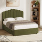 BF-B-KLON-Q-SP-GN-ABC Oikiture Bed Frame Queen Size Gas Lift Bed Base With Storage Sherpa Boucle KLON