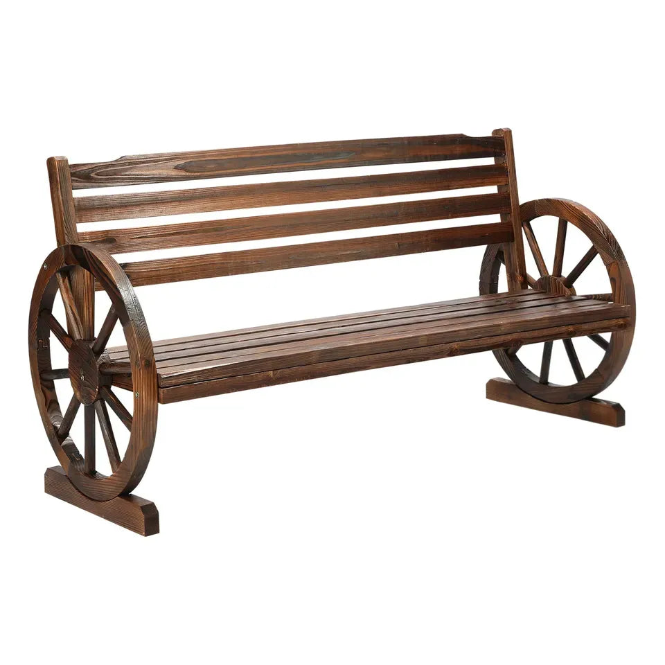 OD-WCH-3S-CA Livsip Garden Bench 3 Seater Outdoor Furniture Wooden Wagon Chair Patio Lounge