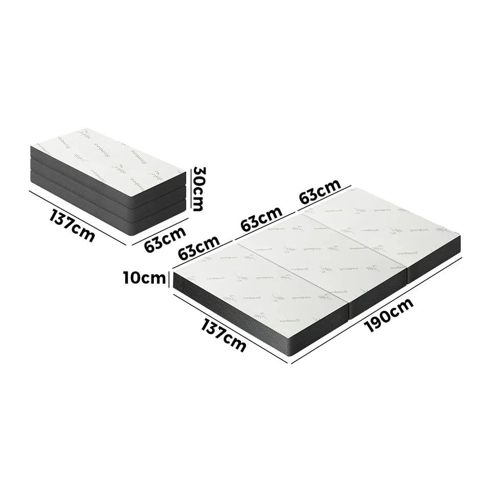 FM-B5-D-BKWH Bedra Folding Foam Mattress Sofa Bed Trifold Sleeping Mat Camping Cushion Double