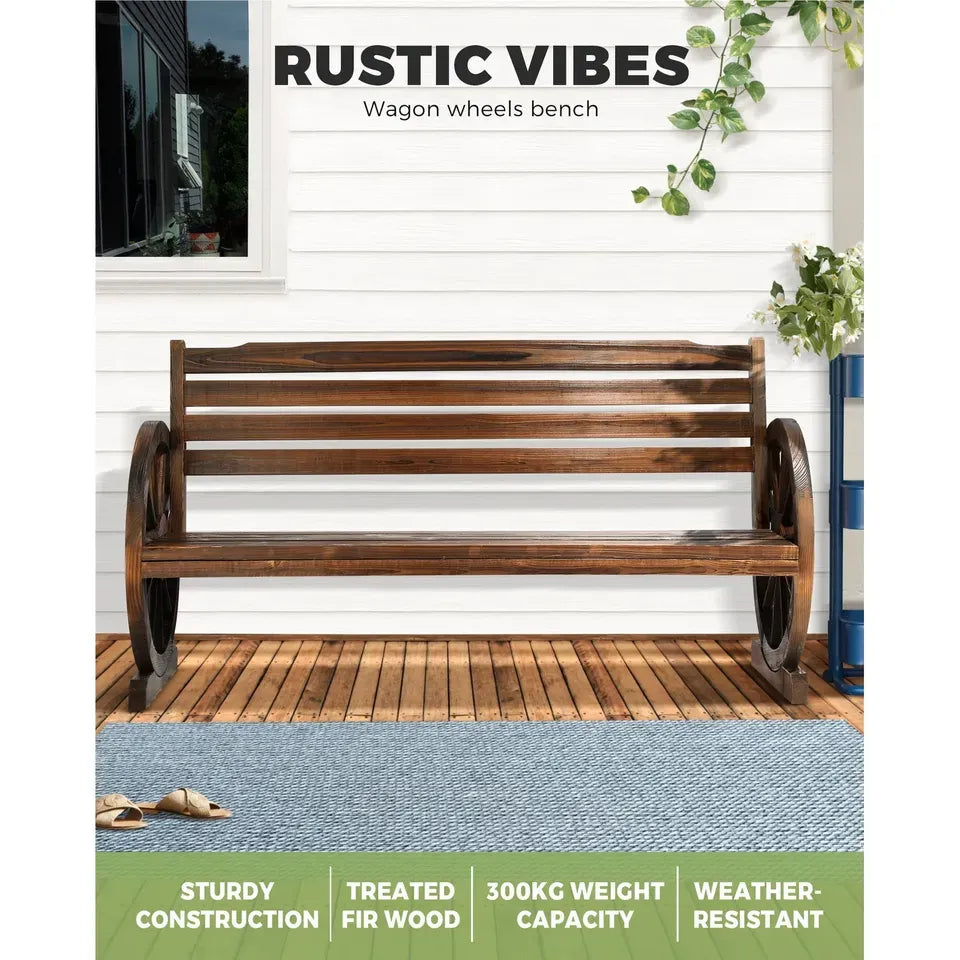 OD-WCH-3S-CA Livsip Garden Bench 3 Seater Outdoor Furniture Wooden Wagon Chair Patio Lounge