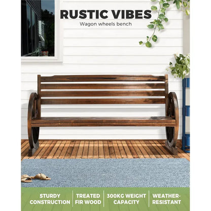 OD-WCH-3S-CA Livsip Garden Bench 3 Seater Outdoor Furniture Wooden Wagon Chair Patio Lounge