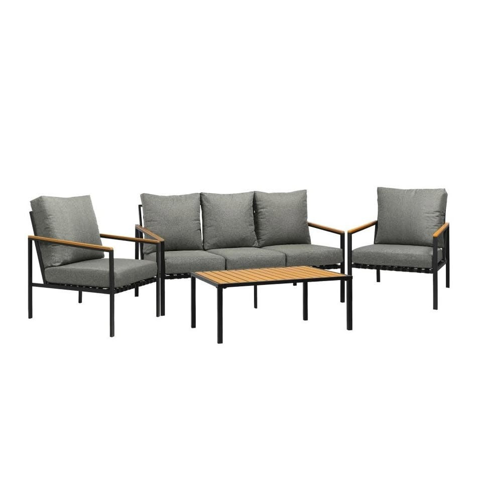 ODSS-SOREN-BK-AB Livsip Outdoor Lounge Sofa Set Patio Furniture Table Chairs Garden Lounge Set